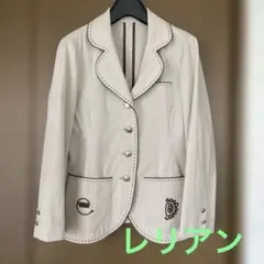 レリアン　薄茶ストライプ　刺繍付きブレザー