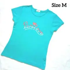 ショート丈Tシャツ★胸元スパンコール★Pure Love Tシャツ ★サイズM