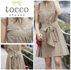 【美品】tocco closet ビジューノースリーブワンピース リボン