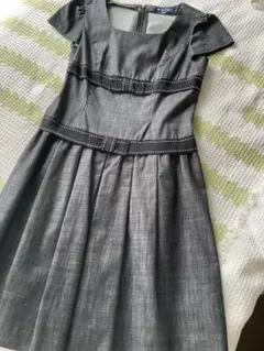 ☆美品［MS GRACY ］グレー 半袖 ひざ丈ワンピース M