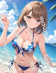 a4ポスター　AIイラスト 美女 アニメ　アート清楚可愛い　女の子　ビキニ