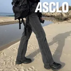 ASCLO Black Washing Denim Pants