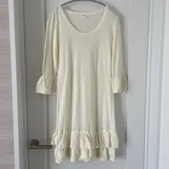美品　NOSY フリルニットチュニックワンピース　オフホワイト　S