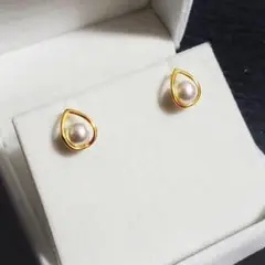 A459【1番人気⭐】ドロップピアス 1粒 淡水真珠 小ぶり 上品 K18YG