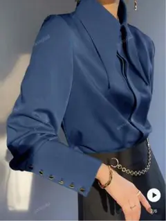 SHEIN ブルー　シャツ