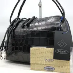 ✨未使用保管品✨タケチ ショルダーバッグ 2way マットクロコ リアルレザー