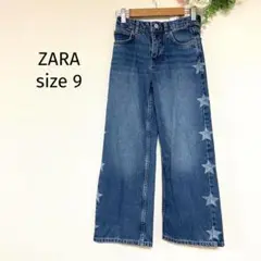 ZARA　ストレートデニム　7分丈　星柄　M　プリント　1180