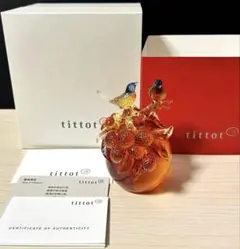 ※元箱付属未使用保管品　琉園 Tittot クリスタルガラス バード 置物
