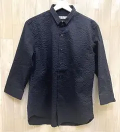 HIGH STREET シャドーストライプ ストレッチ サッカーシャツ 紺