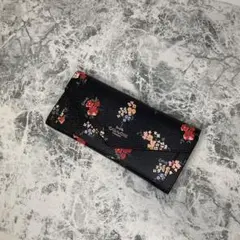 新品 未使用 coach コーチ 長財布 花柄 ブラック