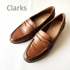 Clarks クラークス レザー コインローファー ブラウン 37