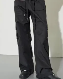 ブラック ワイドパンツ サイドポケット付き