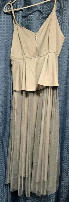 グレー ペプラムキャミワンピース