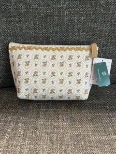 【未使用品】Afternoon Tea ポーチ 舟形 花柄 イエロー