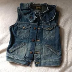 デニムベスト リメイク フリル襟 Wrangler