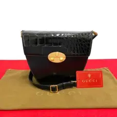未使用保管品 袋付き オールドグッチ クレスト紋様 レザー ショルダーバッグ
