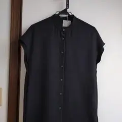 セオリーリュクス ノーカラーシャツ 黒 040