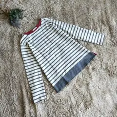 【SIMPLE LIFE】トップス/L/ボーダー/柄物/レディース/長袖/白/青
