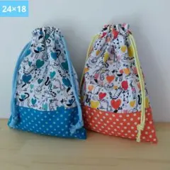 巾着☆小物整理袋☆コップ入れ☆給食袋☆ハンドメイド☆ねこ柄