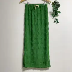グリーン ストレッチ ロングスカート ステッチ 緑