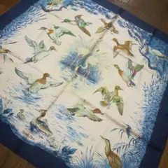 884A 美品 エルメス HERMES スカーフ カレ カモ 鴨 ヴィンテージ