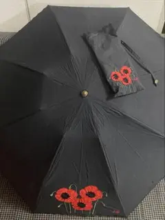 美品　ルルギネス LULU GUINESS 折りたたみ日傘 晴雨兼用　ブラック