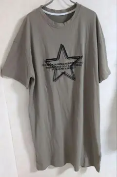 星ロゴ刺繍　半袖ロングTシャツ　綿100%