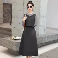 ロングワンピース　Mサイズ　韓国　キレイ系