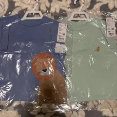 ユニクロ　100cm 青 緑 ライオン　Tシャツ 2枚セット