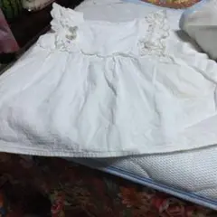 ホワイトコットンノースリーブワンピース値下げ