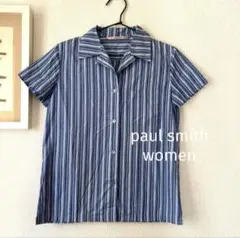 paul smith women ストライプシャツ 半袖 size40 ブルー