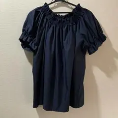 フラ半袖 トップス　紺　ブルーヘブンカンパニー
