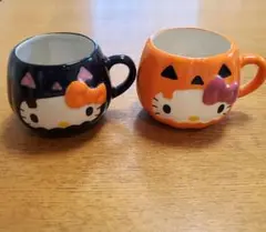 ハローキティ マグカップセット 黒・オレンジ　ハロウィン　キティちゃん