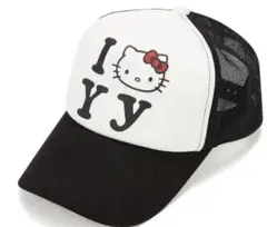 Open YY【送料込】キティコラボ♡TRUCKER CAP BLACK Open YY【送料込】キティコラボ♡TRUCKER CAP BLACK (OPEN