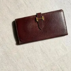 エルメス HERMES べアン オーストリッチ 長財布 ゴールド金具