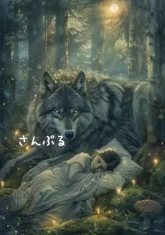 1294 オリジナル アニマルステッカー 動物 オオカミと少女 4枚