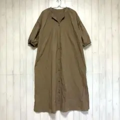 ♦︎アースミュージックアンドエコロジー バンドカラー ピンタック ロングワンピース