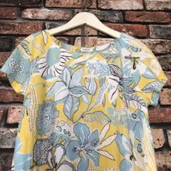 TABASA タバサ　花柄半袖ロングワンピース　34(M-L)
