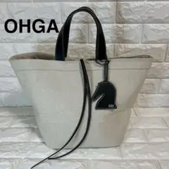 【美品】OHGA バック リネン トートバッグ オーガ 日本製 マチあり