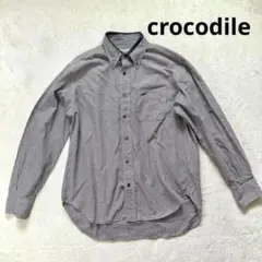 【クロコダイル】 L チェック柄 長袖ボタンダウンシャツ 春秋