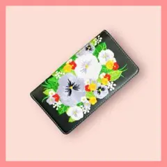 Google pixel4a手帳型ケース 刺繍 ネイビー