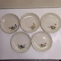 新品未使用 橘吉 花ごよみ銘々皿 花柄プレート 5枚セット