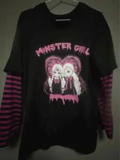 モンスターガール 長袖Tシャツ ブラック