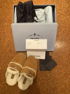 プラダ PRADA ムートン サンダル ベージュ 35.5
