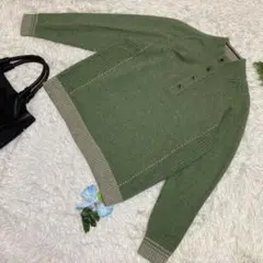 極美品　ジョセフアブード　ニット　ハーフボタン　グリーン　メンズ　Lサイズ