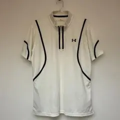 【UNDER ARMOUR 】ゴルフ 半袖シャツ ジッパー付 ホワイト Lサイズ