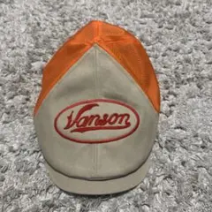 Vanson ハンチング帽 メッシュ ロゴ刺繍 オレンジ×ベージュ ①