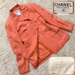 幻の96P⭐️シャネル ココマーク ツイードジャケット 金ボタン オレンジ 40