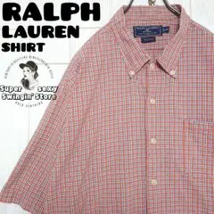 人気 ラルフローレン スポーツ 半袖 シャツ 2XL オレンジ チェック 古着