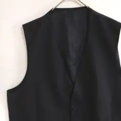 119　スーツベスト　2XL　黒　格子柄　ジレベスト